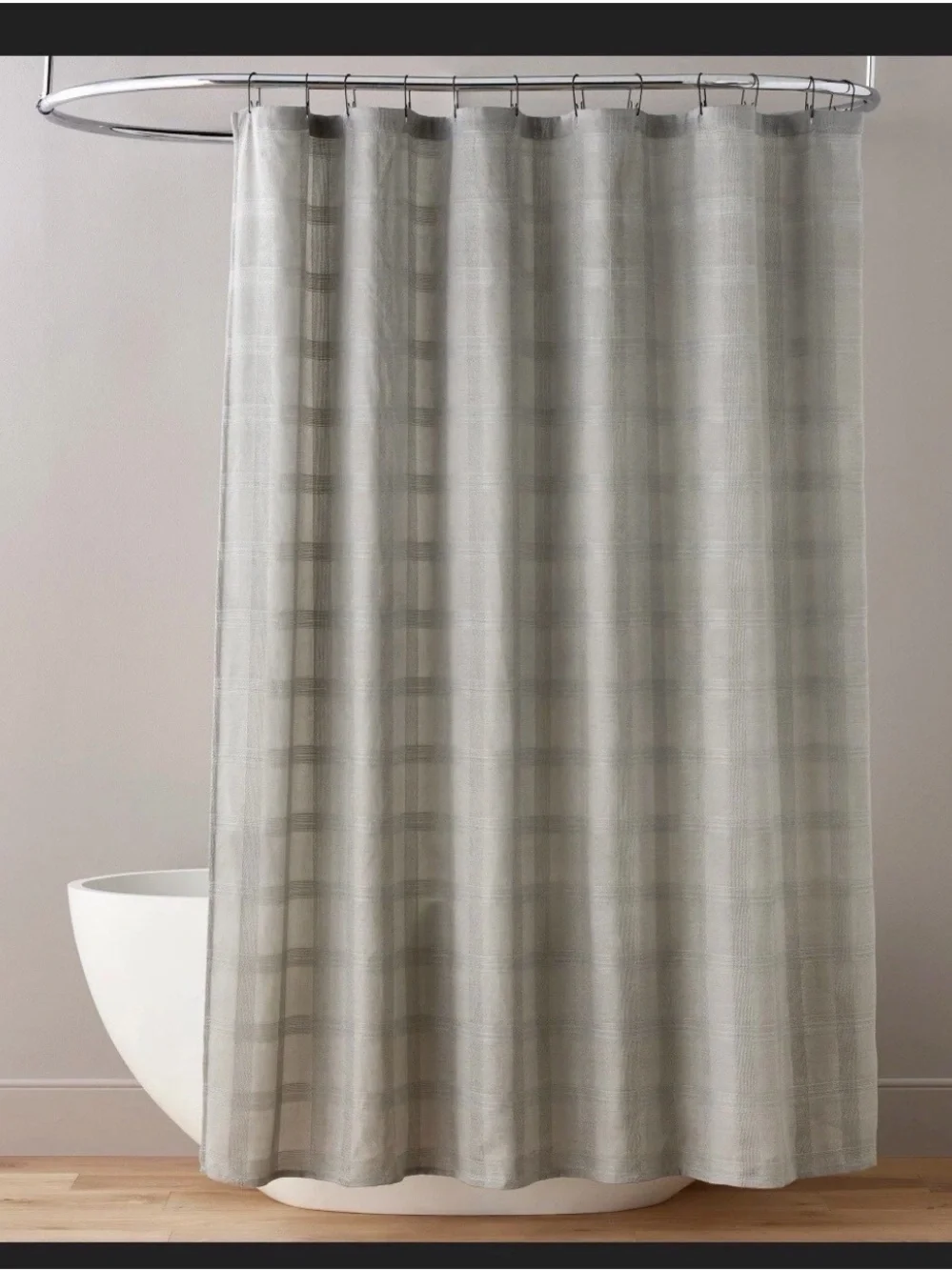 NWT hearth & hand gray plaid woven shower curtain